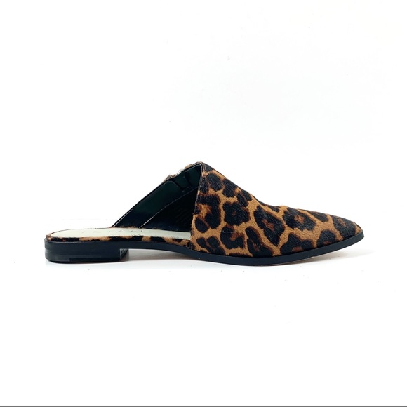 flat leopard mules